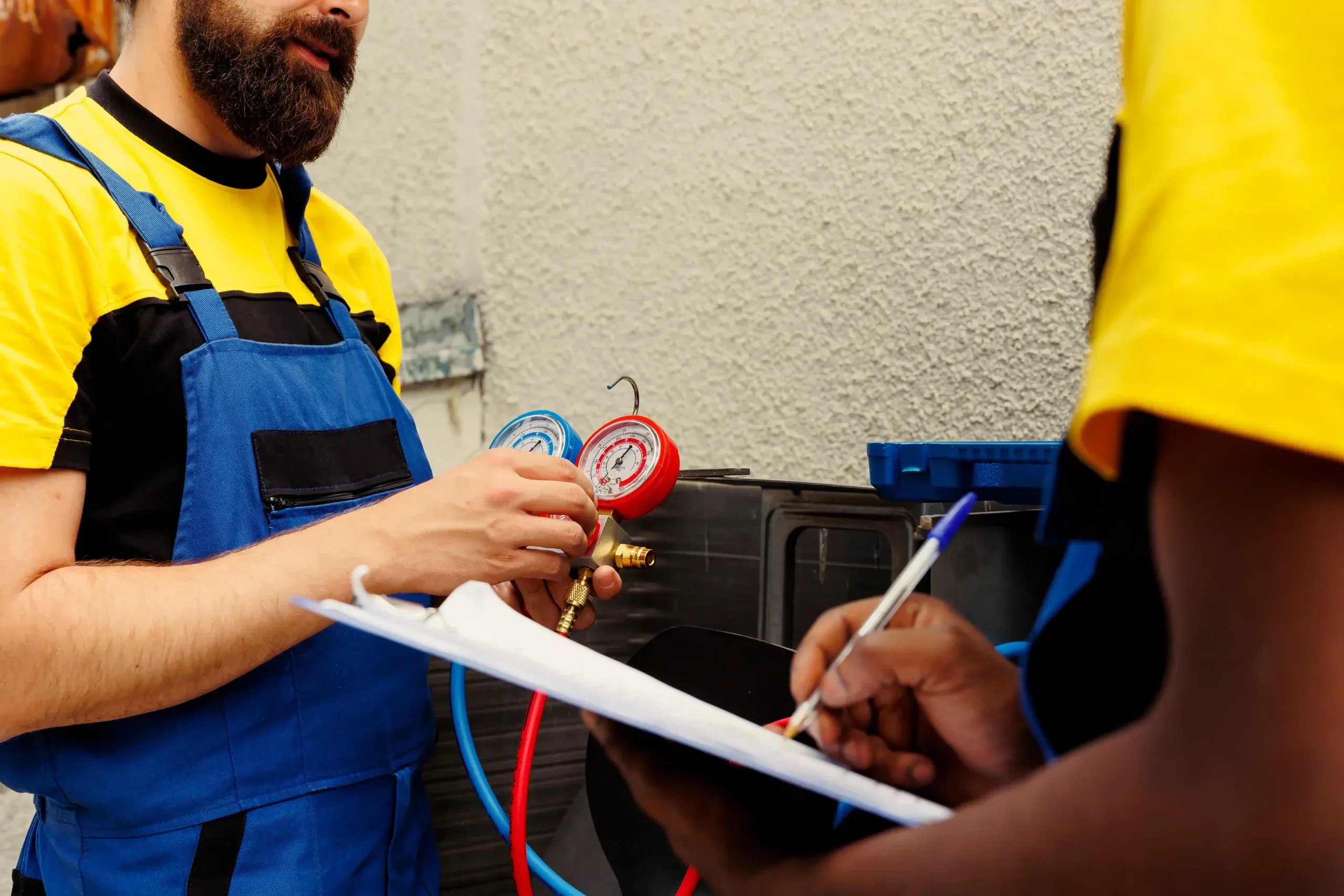 Elettricista Elettrosaniterm al lavoro sulla certificazione di un impianto